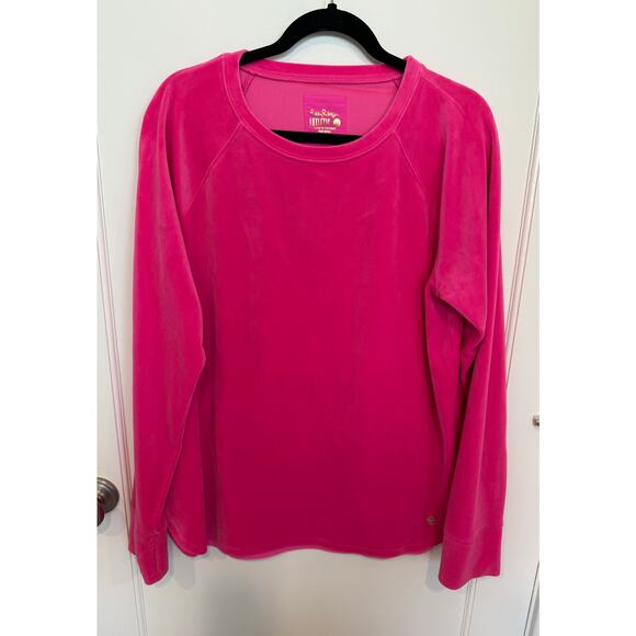 Lilly Pulitzer EUC-Blythe Velour Pullover-Pink Topaz Size XL - Picture 2 of 6